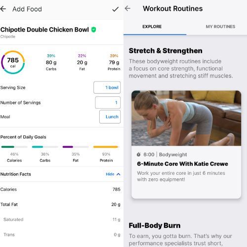 Interface-myfitnesspal